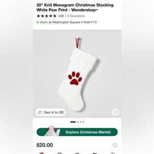 Three White/Red Holiday Stockings